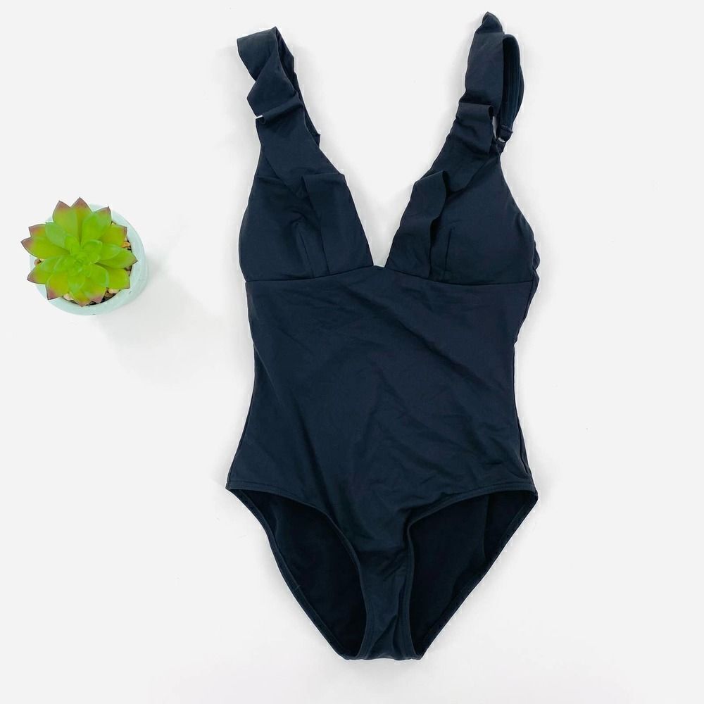 Sea Level Australia Eco Essentials Frill One Piece Black Size 4 NWOT - Picture 5 of 11